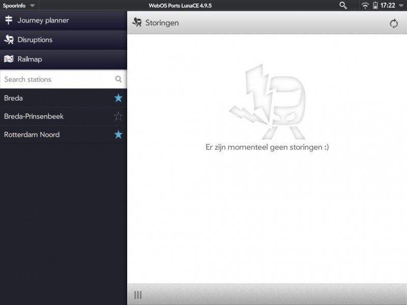 Tablet gebruikers zien dit scherm met actuele info bij het openen.