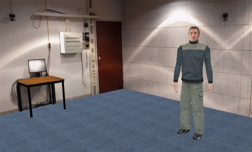 Zo zagen de deelnemers de andere participant in een virtuele omgeving gelijk aan het echte lab.