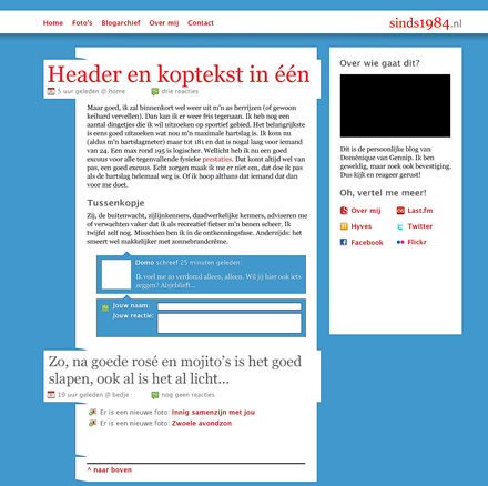 Screenshot van het bloggedeelte